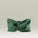 Green bamboo fabric headband with a twisted knot design, displayed against a neutral background.